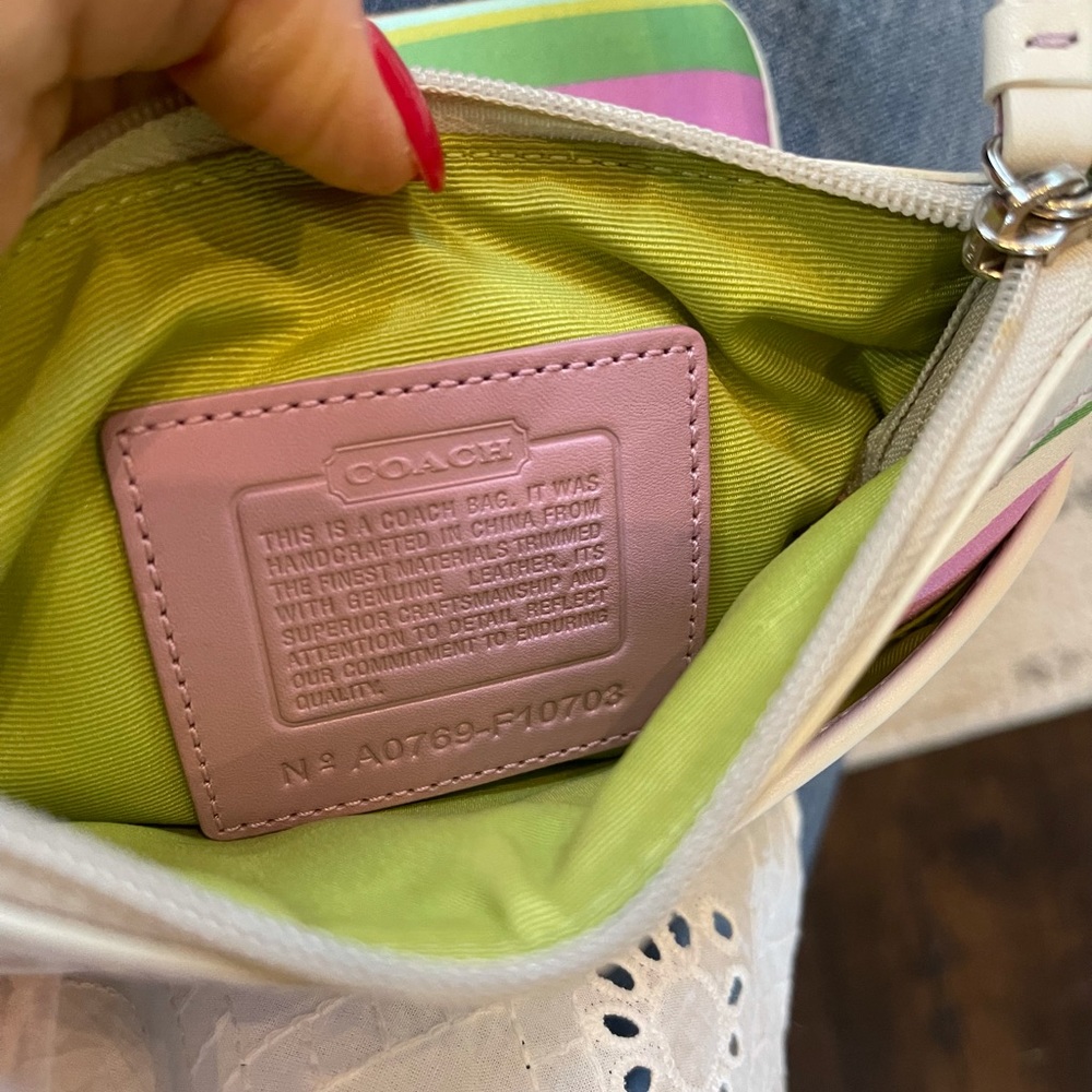 COACH Crossbody Muti Color Stripe Versatile Classic Preppy Adjustable - Picture 4 of 7